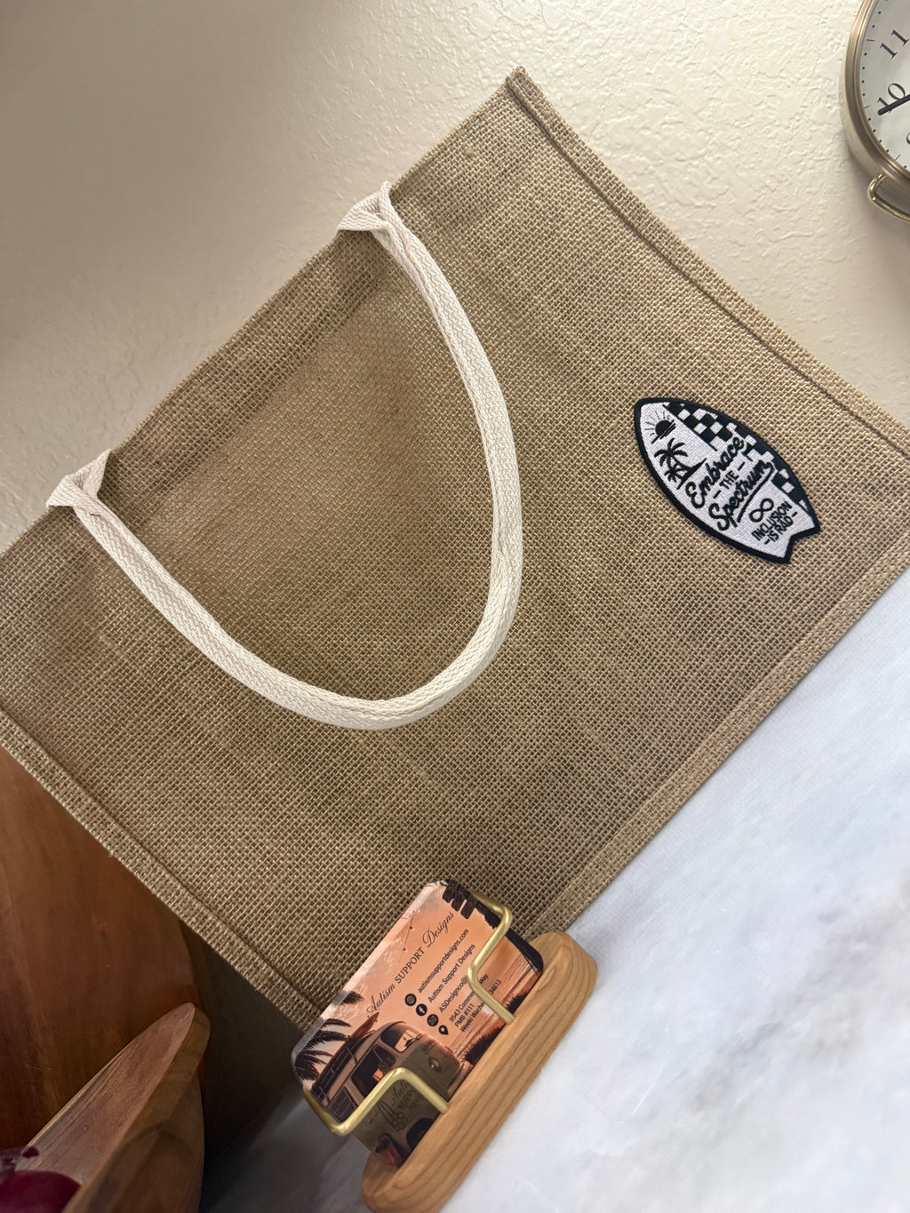 Embrace The Spectrum Burlap Tote