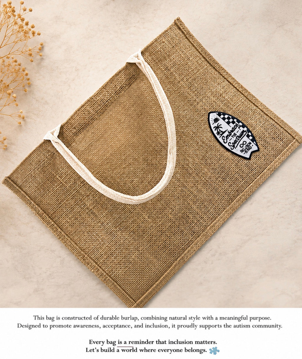 Embrace The Spectrum Burlap Tote