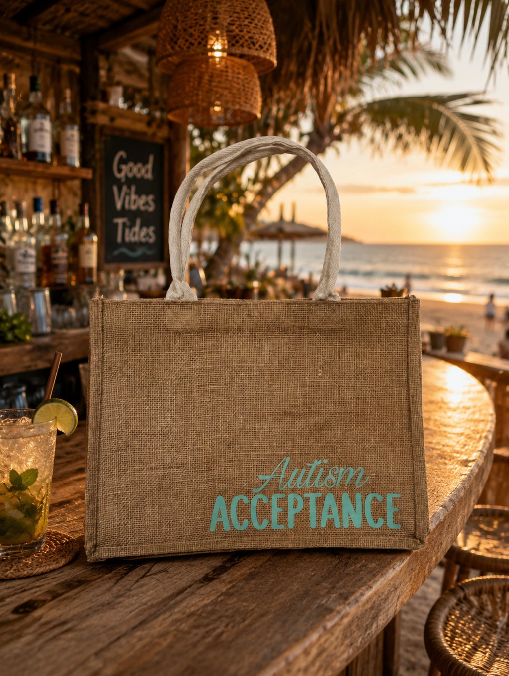 Autism Acceptance - Burlap Handbag