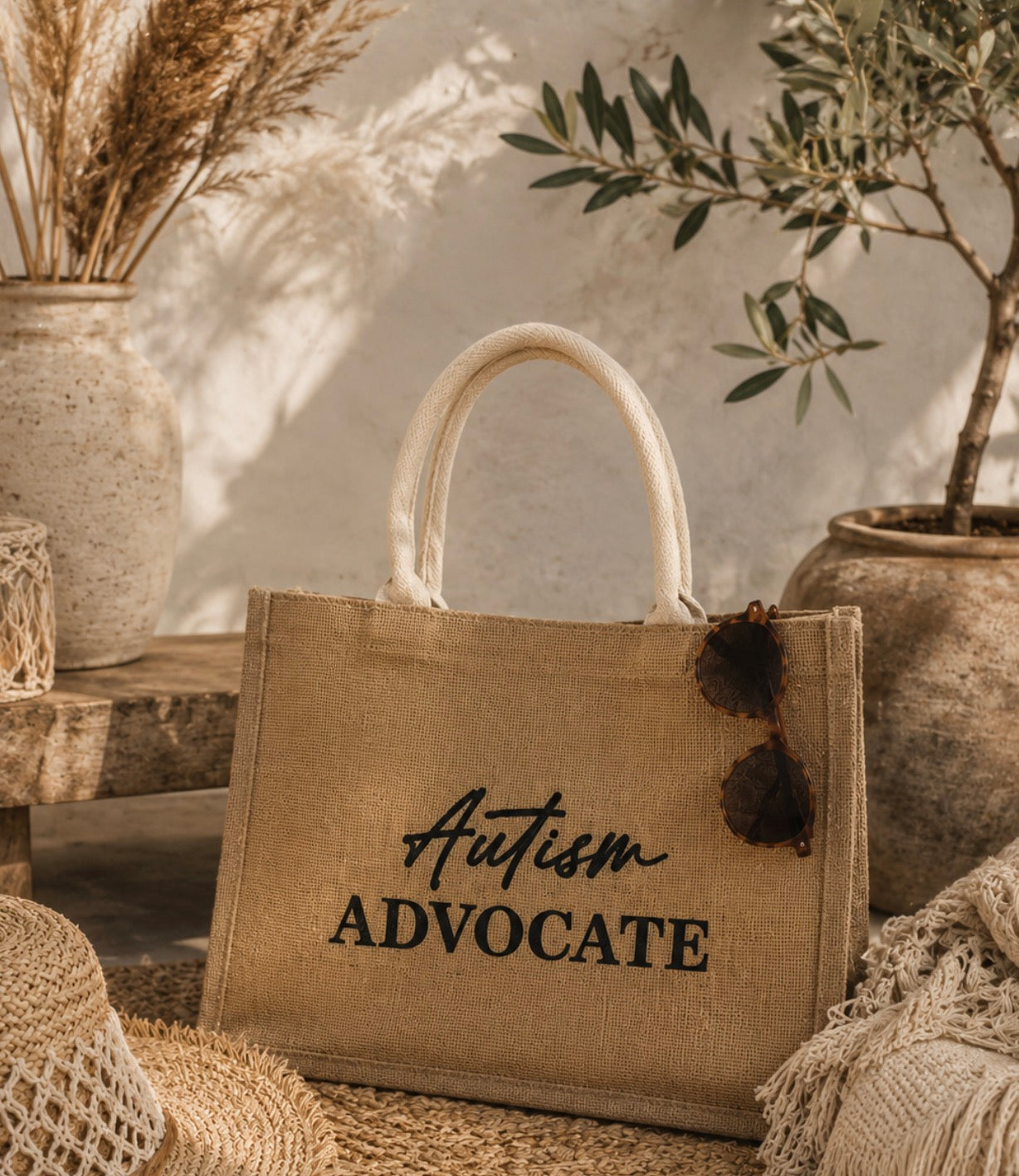 Burlap Handbag -  Autism Advocate
